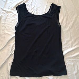 Express Black Mesh Sleeves Top